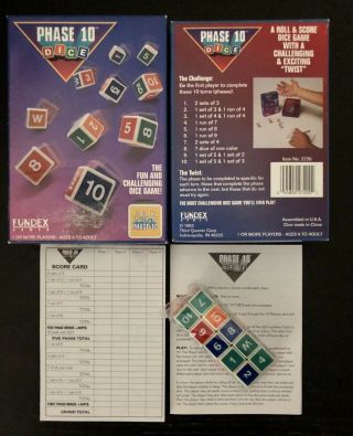 Vintage Phase 10 Dice Game 1993 Fundex Games Packed Items Open Box