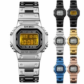 Skmei Mens Led Digital Stainless Steel Electronic Watch Military Wrist Watches