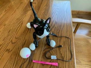 Zoomer Kitty Interactive Robotic Black & White Cat - W/toy And Usb Charger