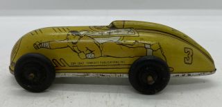 Vintage 1947 Automatic Toy Co.  Captain Marvel Pressed Steel Tin Wind Up Race Car
