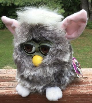 1998 Tiger Furby,  Gray W/ Brown Eyes Interactive Toy