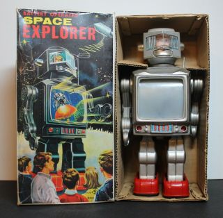Vintage Battery Operated Space Explorer Robot From1960s Horikawa Japan W/box