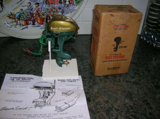 Toy Outboard Motor 1956 Scott - Atwater 33 Hp.  &box Toy Outboard Boat K&o Vintage