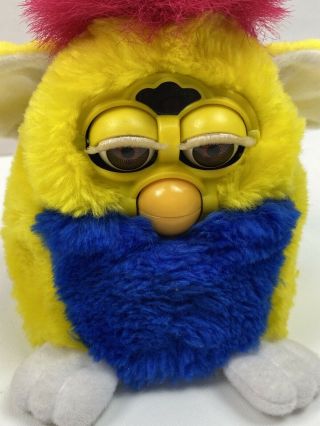 1999 Furby Babies Tiger Electronics Yellow Blue Pink Vintage With Tag 3