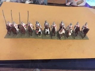 25mm Metal Medieval Mounted Knights Crusaders 11 Count