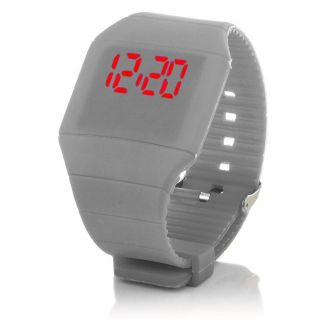 Digital Silikon Led Armband Uhr Armbanduhr Watch Herren Damen Kinder Sport Grau