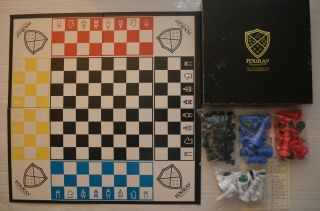 Vintage Fouray 4 - Player Partnership Chess Board Game