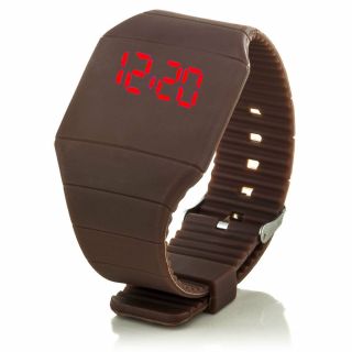 Digital Silikon Led Armband Uhr Armbanduhr Watch Herren Damen Kinder Sport Braun