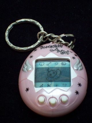 Tamagotchi Angel Vintage 1997 Bandai Pearl Pink Silver Wings Toy Digital Pet