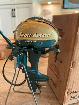 Vintage K&o Scott Atwater Bail A Matic 33hp Toy Outboard Boat Motor W/box Japan