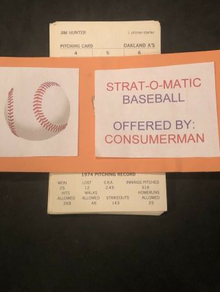 Strat - O - Matic Baseball 1974 Oakland A’s