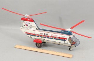 Vintage 1960s Alps Battery Op Tin Toy Boeing Vertol Ch - 46 Sea Knight Helicopter
