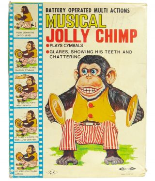 Vintage Daishin Japan Musical Jolly Chimp Toy Story Cymbal Monkey W/box