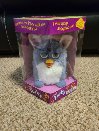 Vintage 1999 Tiger Electronics Blue Pink & White Furby With Box