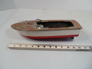 Vintage Battery Operated Toy Wooden Boat From Japan