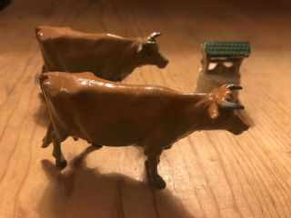2 Antique 1900’s Cow Toys & Wishing Well (made In England) Very Old Britain Ltd