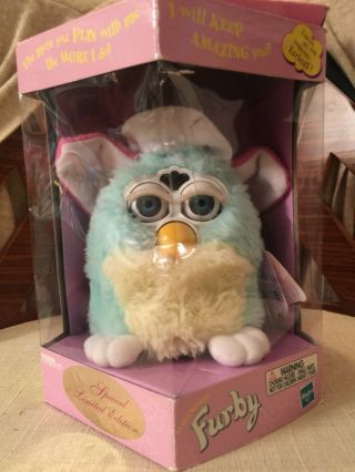 Special Limited Edition Easter Furby.  Light Blue With Yellow Belly And Blue Eyes