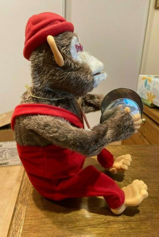 Vintage Musical Jolly Chimp Red Overalls,  Mechanical Cymbals - 2