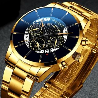 Fashion Mens Watch Quartz Classic Black Wristwatch Steel Belt Luxury Business