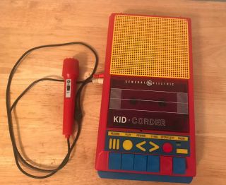 Vintage General Electric 3 - 5017a Kid Corder Cassette Player Recorder With Mic