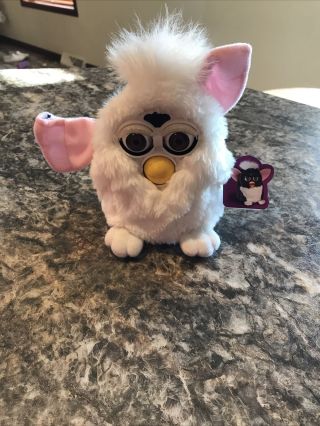 Rare White W/ Brown Eyes And Pink Ears.  70 - 800 Furby Broke Ear