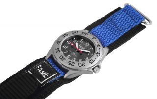 Damen Kinder Sport Armbanduhr Textil Klettband Klettverschluss Schwarz/blau