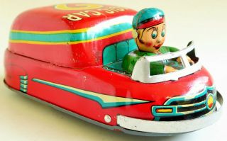 1950 ' S MODERN TOYS JAPAN,  MAGIC CAR No.  2 TIN LITHOGRAPHED FRICTION TOY 5 
