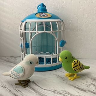2 Little Live Pets Tweet Talking Birds Parrots Love Birds Cage