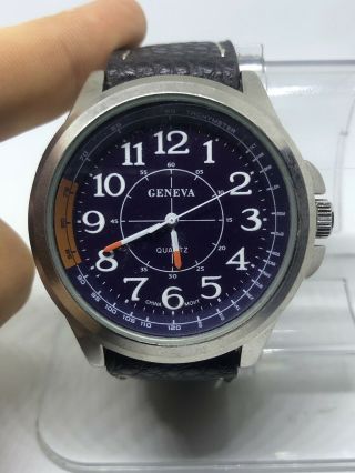 Geneva Men’s 33326 Silver Tone Black Strap Analog Watch 16
