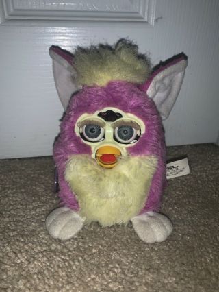 Furby Babies 1999 Purple Yellow Baby Tiger Electronic Toy - Furby