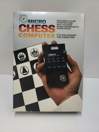 Vintage Fidelity Micro Chess Challenger Electronic Handheld Lcd Computer Game