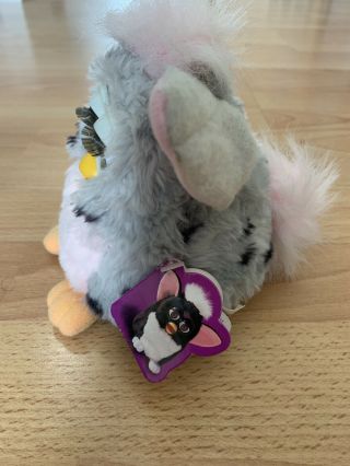 Vintage Furby 1998 model 70 - 800 Gray With Black Spots Pink belly. 3