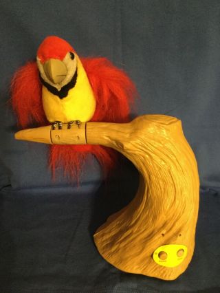 Repeating Talking Singing Spinning Perched Parrot Gemmy Industries Red Rare