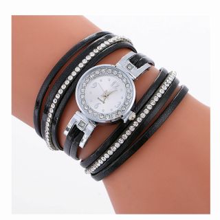 Ladies Silver Watch Women Woman Smart Watches Double Black Jewellery Strap Uk