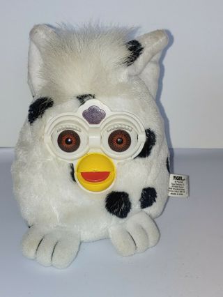 1999 Tiger Furby Buddies Dalmatian,  White With Black Spots,  Brown Eyes.  Plush 4 "