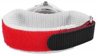 Damen Kinder Sport Armbanduhr Textil Klettband Klettverschluss Weiss/Rot 3