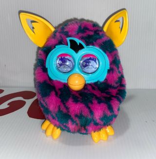 Furby Boom Interactive Pet Hounds Tooth Pink Blue And Yellow 2012 Hasbro