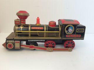 Vintage Sears Tin Toy Battery Sound Smoking Pop Locomotive Train Japan Box