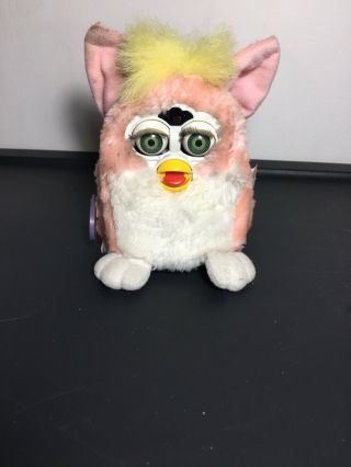 Furby Babies 1999 Tiger Pastel Pink And Yellow Toy - Series