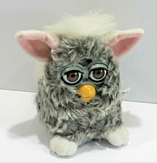 Furby All Gray White Pink Ears Vintage 1998 Model 70 - 800