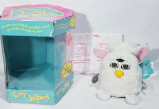 1999 Furby Babies White W/ Pink Ears & Brown Eyes 70 - 9400 Not