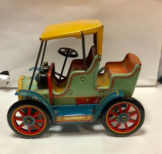 Windup Toy Tin Litho Car Lever Action Japan Trade Mark Tm Modern Toys Vintage