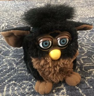 Rare Vintage 1998 Black And Brown Furby Blue Eyes Interactive