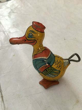 Vintage Chein Tin Duck Wind Up Toy Large Bill 4 " High
