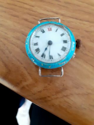 925 Silver Trench Watch With Blue Enamel
