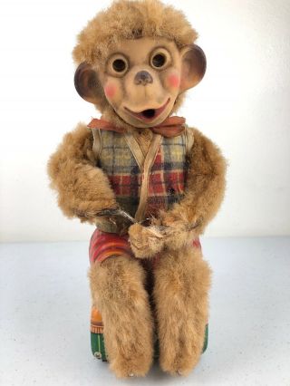 Vintage Alps? Bubble Blowing Monkey Tin Litho Battery Operated Toy