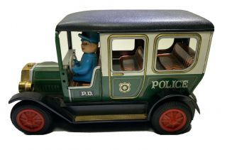 Bandai 1906 Police Car Japan Presses Tin Battery Powered Toy Collectible