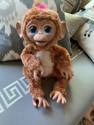 Cuddles My Giggly Monkey Pet With Closing Eyes And Realistic Sounds Great