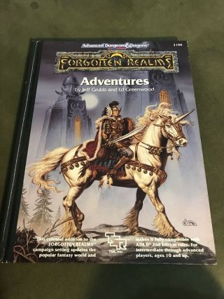 Forgotten Realms Adventures By Jeff Grubb & Ed Greenwood 2106 Hardcover 1990
