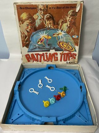 Battling Tops Ideal Toy 1968 Vintage Family Board Game Incomplete 5 Spinners